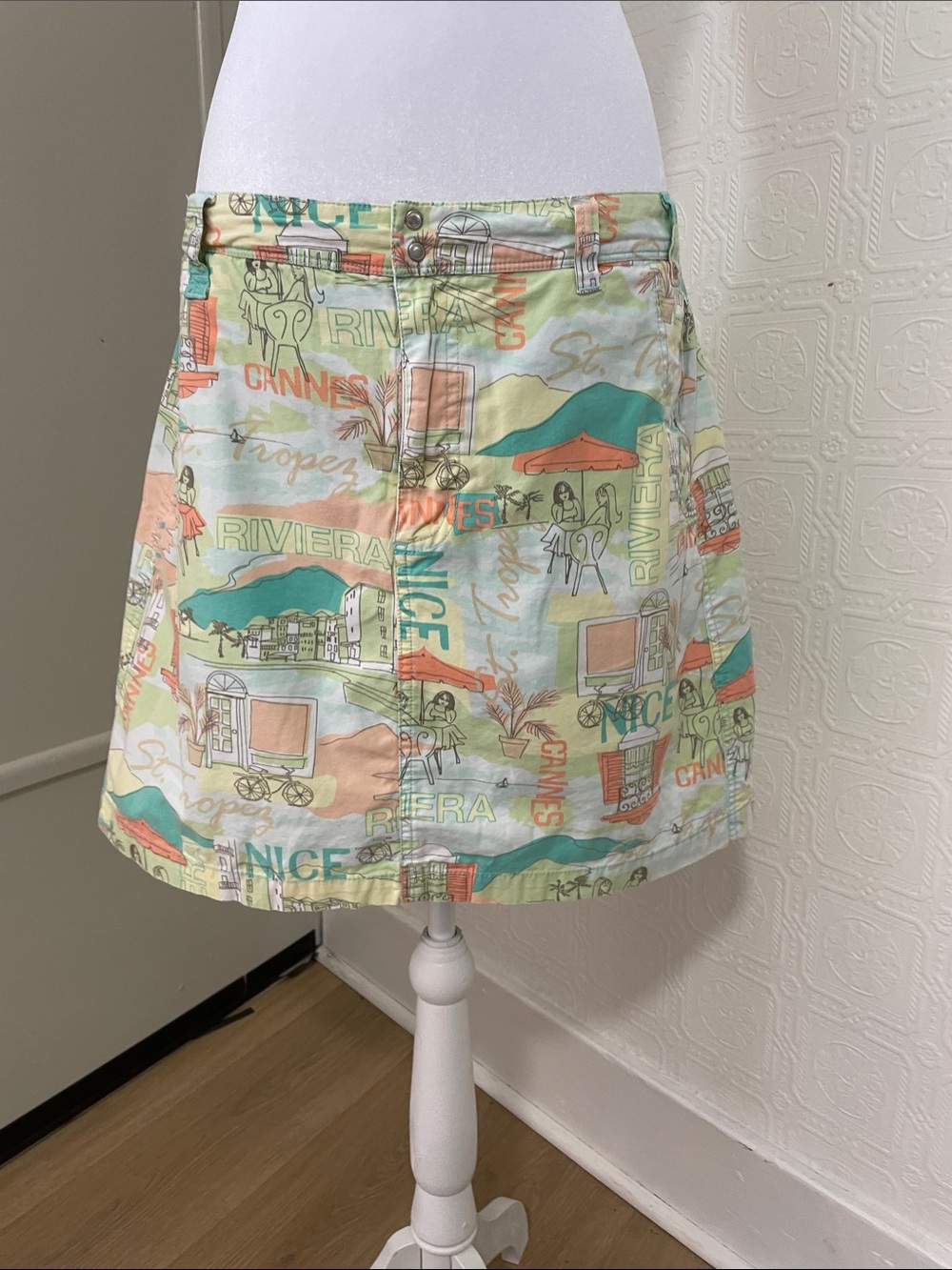 Pastel Riviera Print A-Line Skort - Multi Pastel
